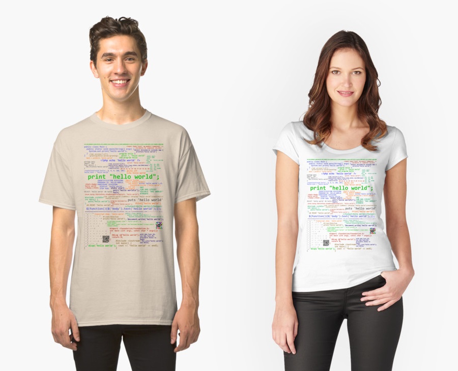 T-Shirt with Hello World in Forty-Seven Languages